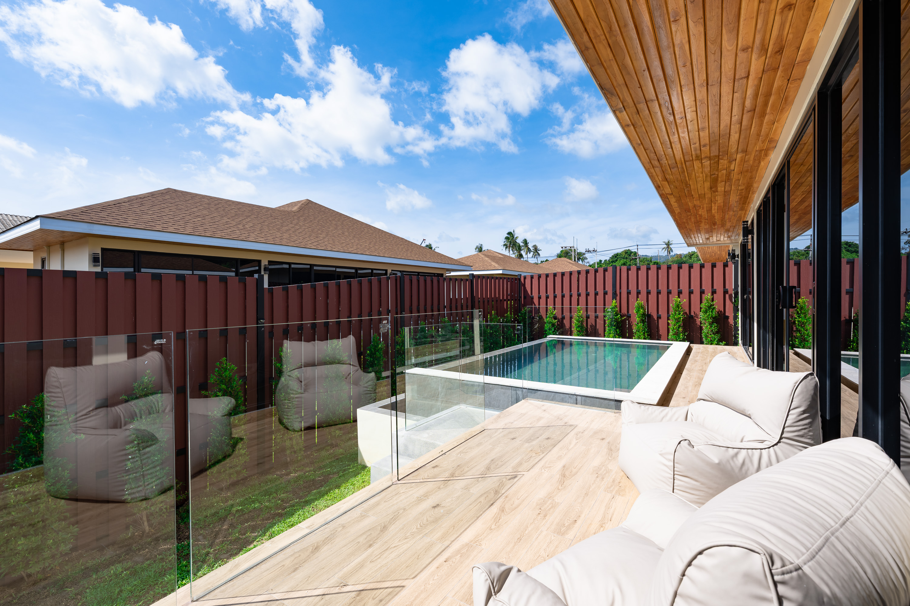 Modern tropical villa exterior with private pool in Koh Samui