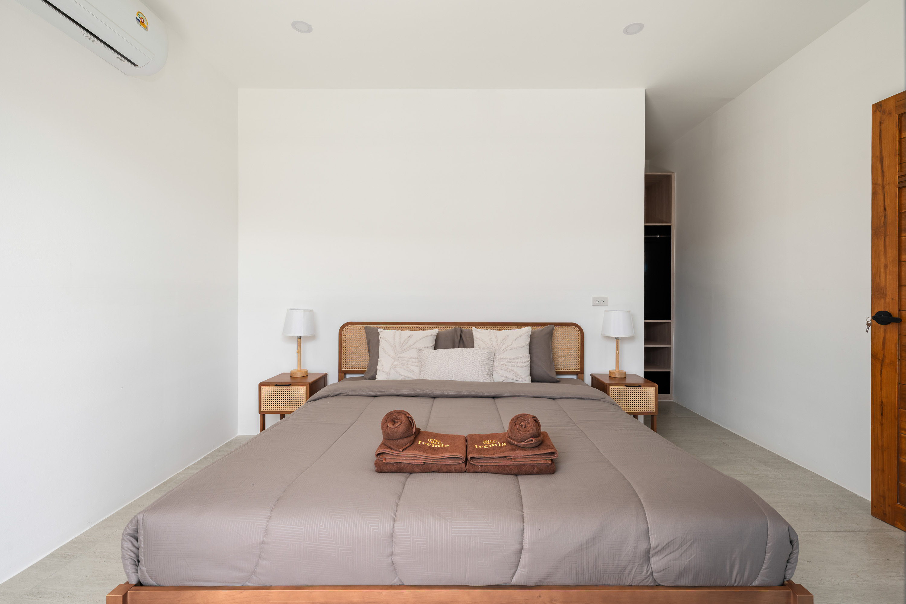 Outdoor living space with private pool at Iremia Residence