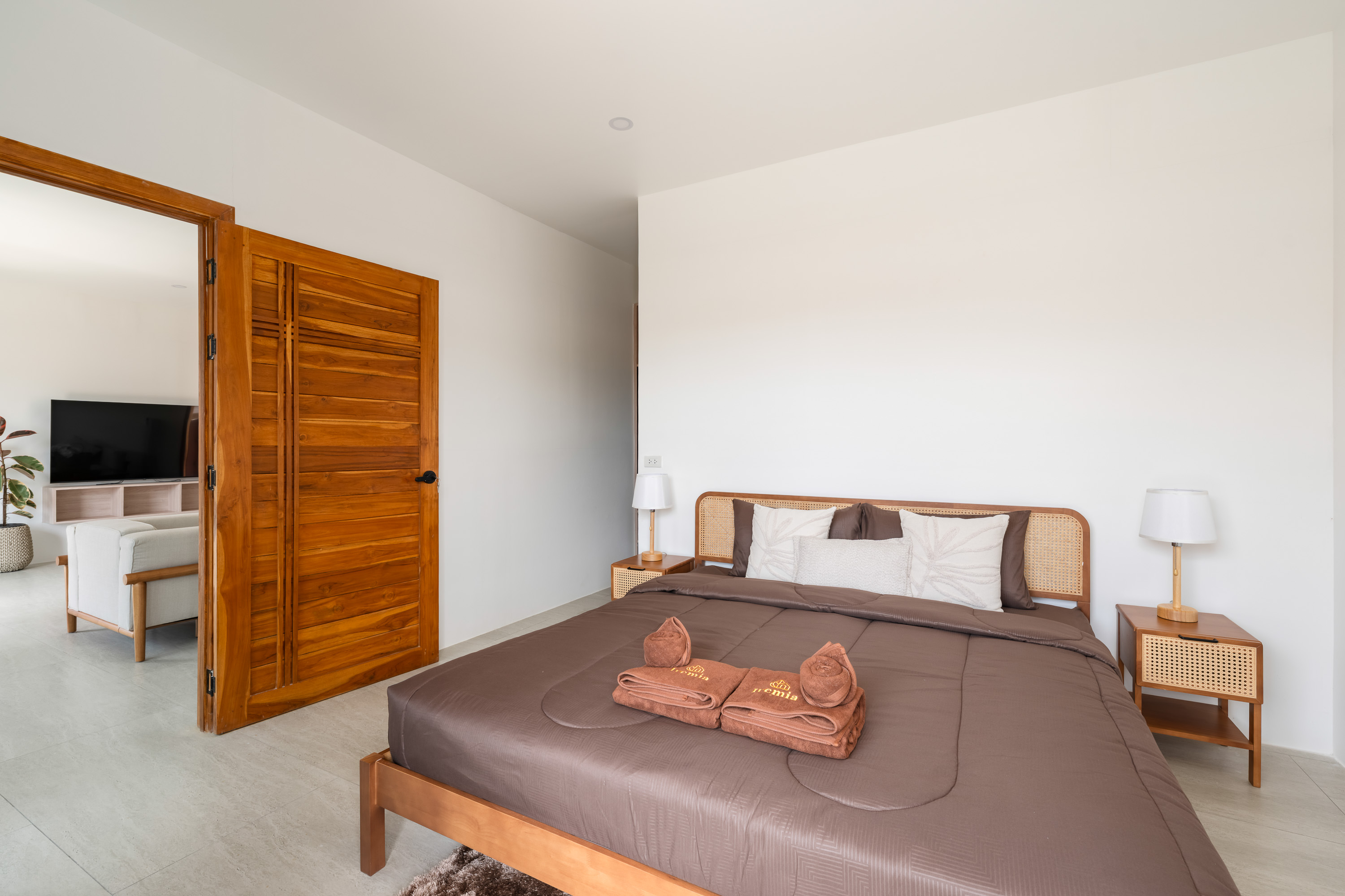 Serene white bedroom in N26 The White Villa, Iremia Residence