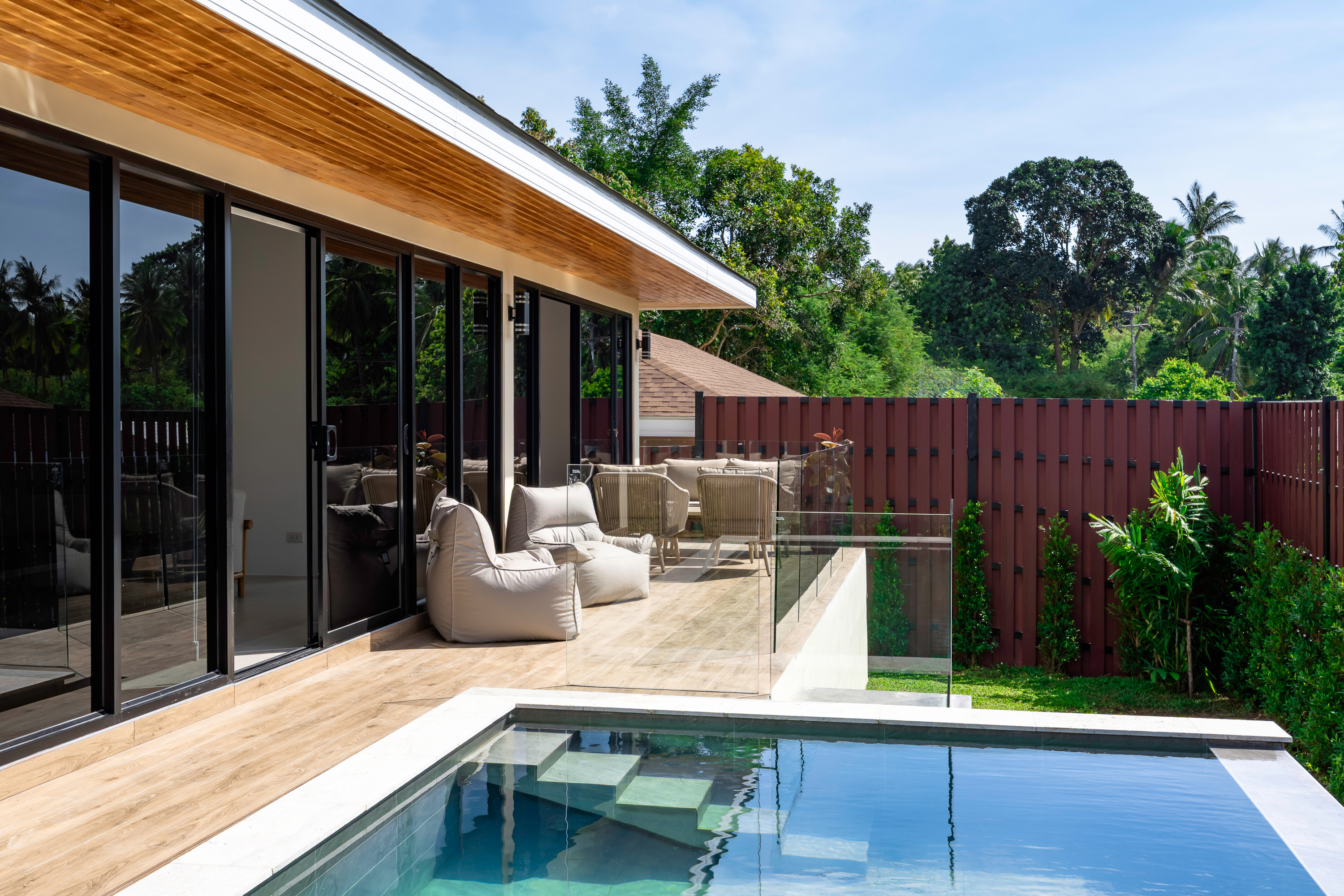 Private pool surrounded by lush garden in N28 The Garden Villa, Koh Samui